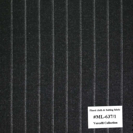 ML-637/1  Vercelli V9 - Vải Suit 95% Wool - Đen Sọc